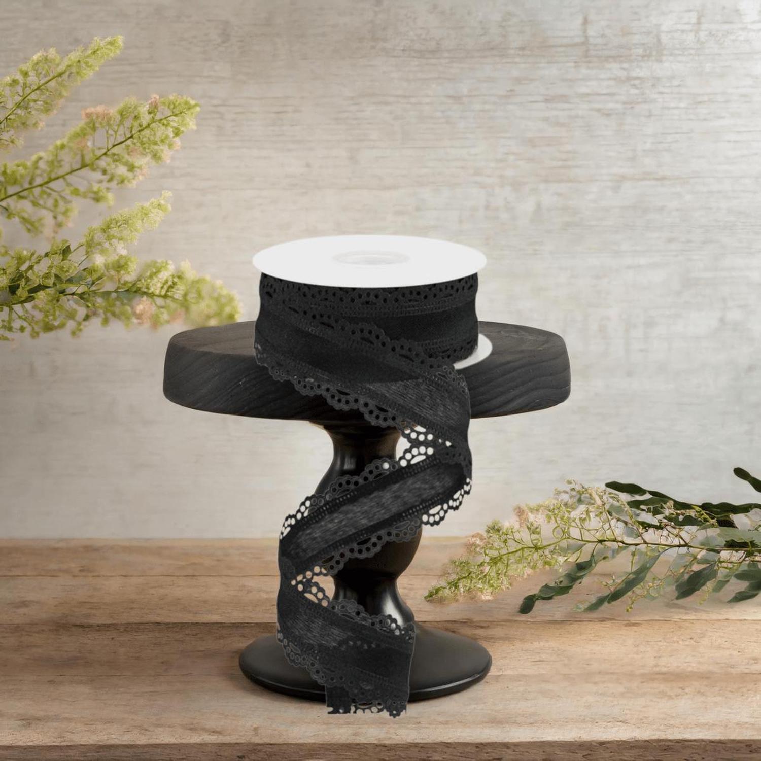 1.5" Scalloped Edge Ribbon: Black (10 Yard)