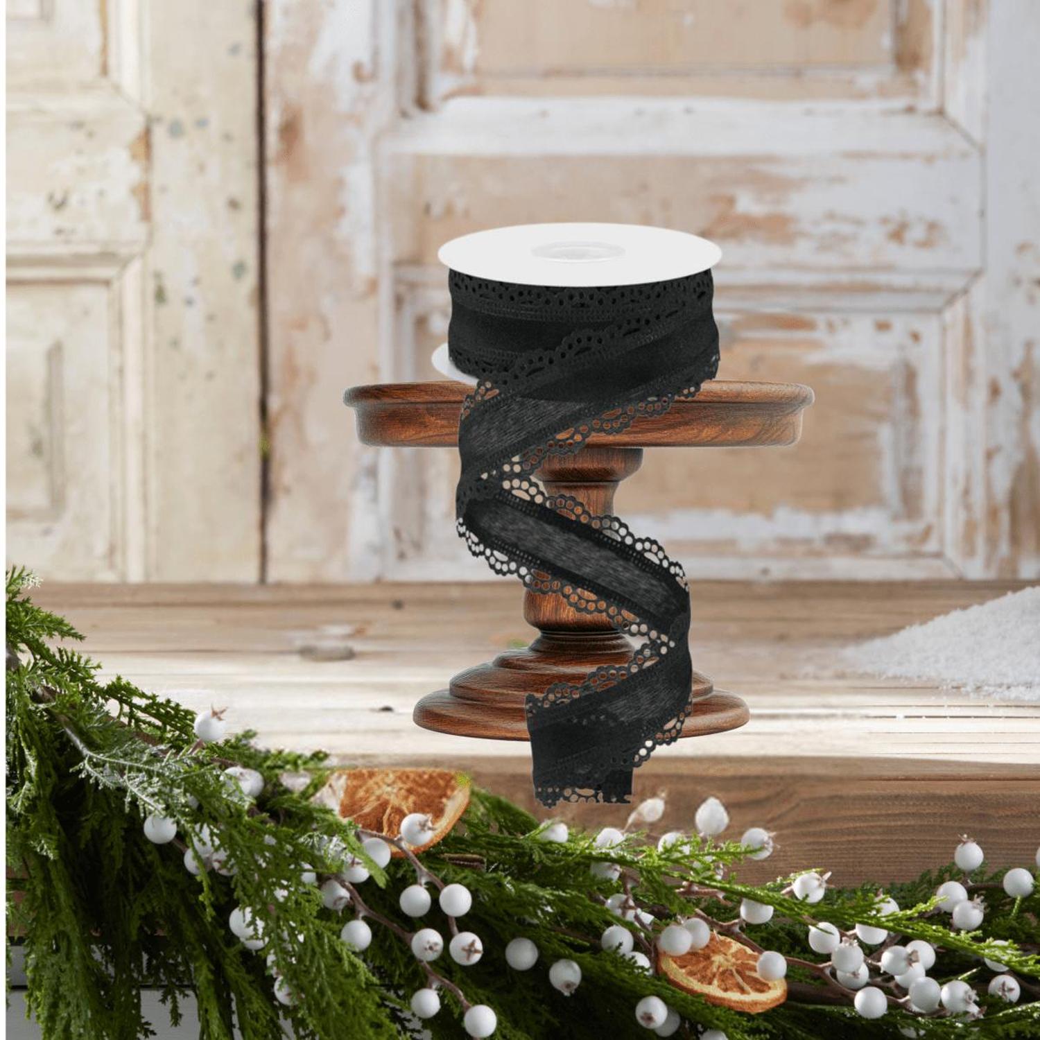 Shop For 1.5" Scalloped Edge Ribbon: Black (10 Yard)