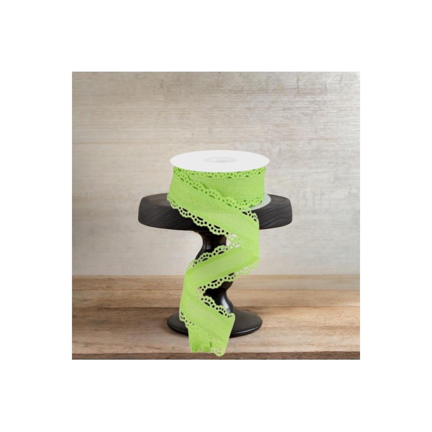 Shop For 1.5" Scalloped Edge Ribbon: Bright Green (10 Yard)