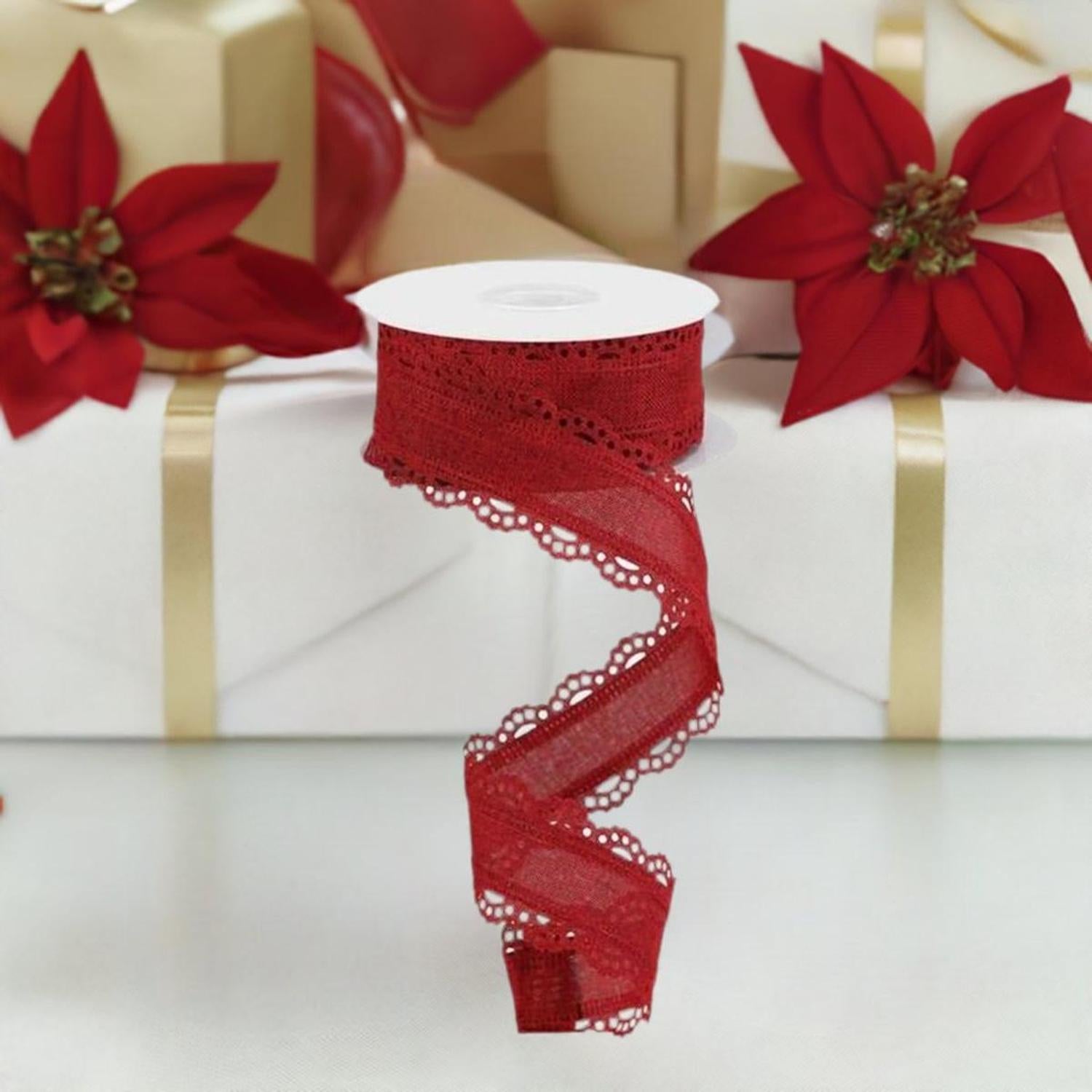 1.5" Scalloped Edge Ribbon: Burgundy (10 Yard)