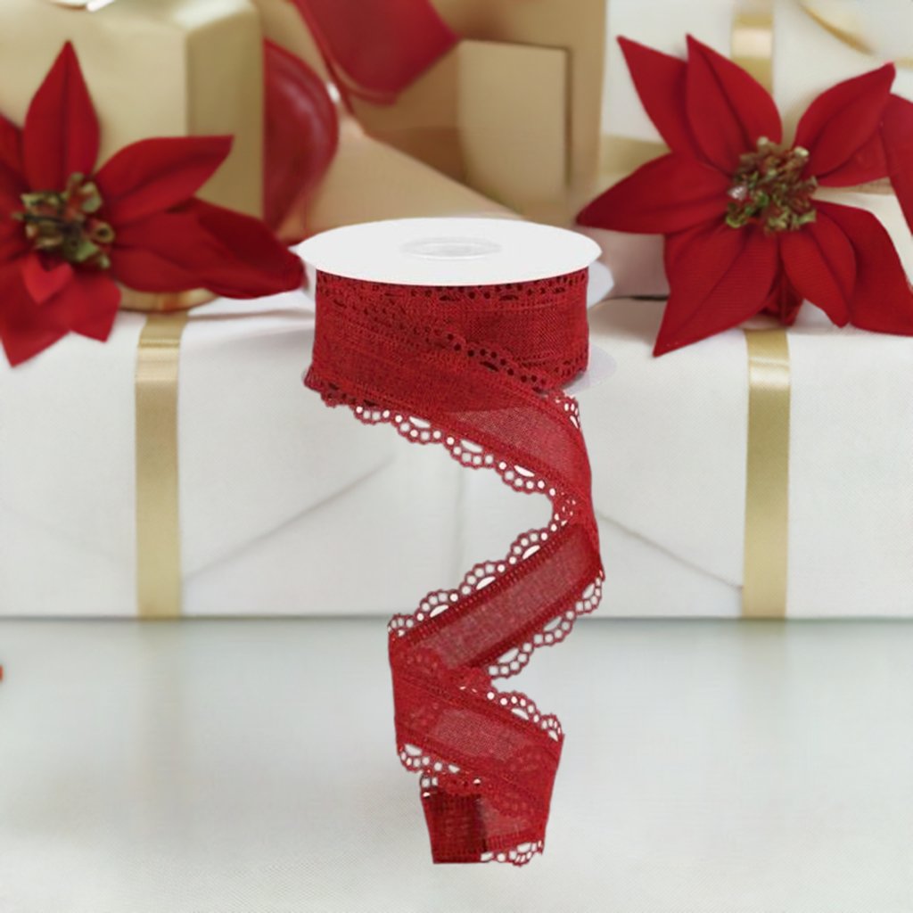 Shop For 1.5" Scalloped Edge Ribbon: Burgundy (10 Yard) at Michelle's aDOORable Creations