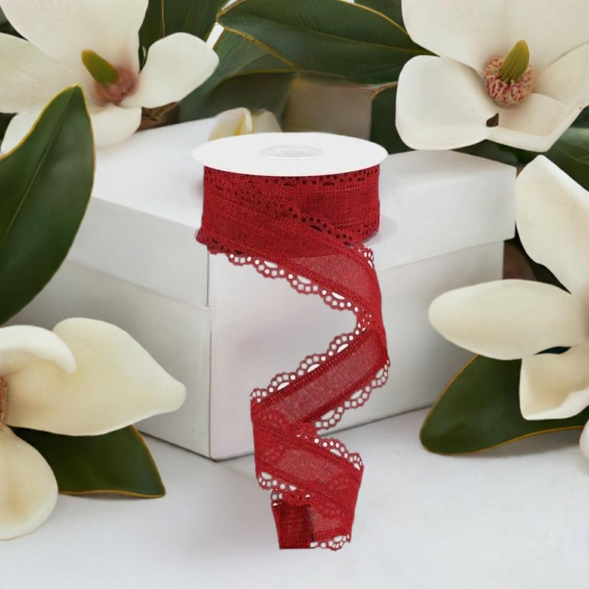 Shop For 1.5" Scalloped Edge Ribbon: Burgundy (10 Yard) at Michelle's aDOORable Creations