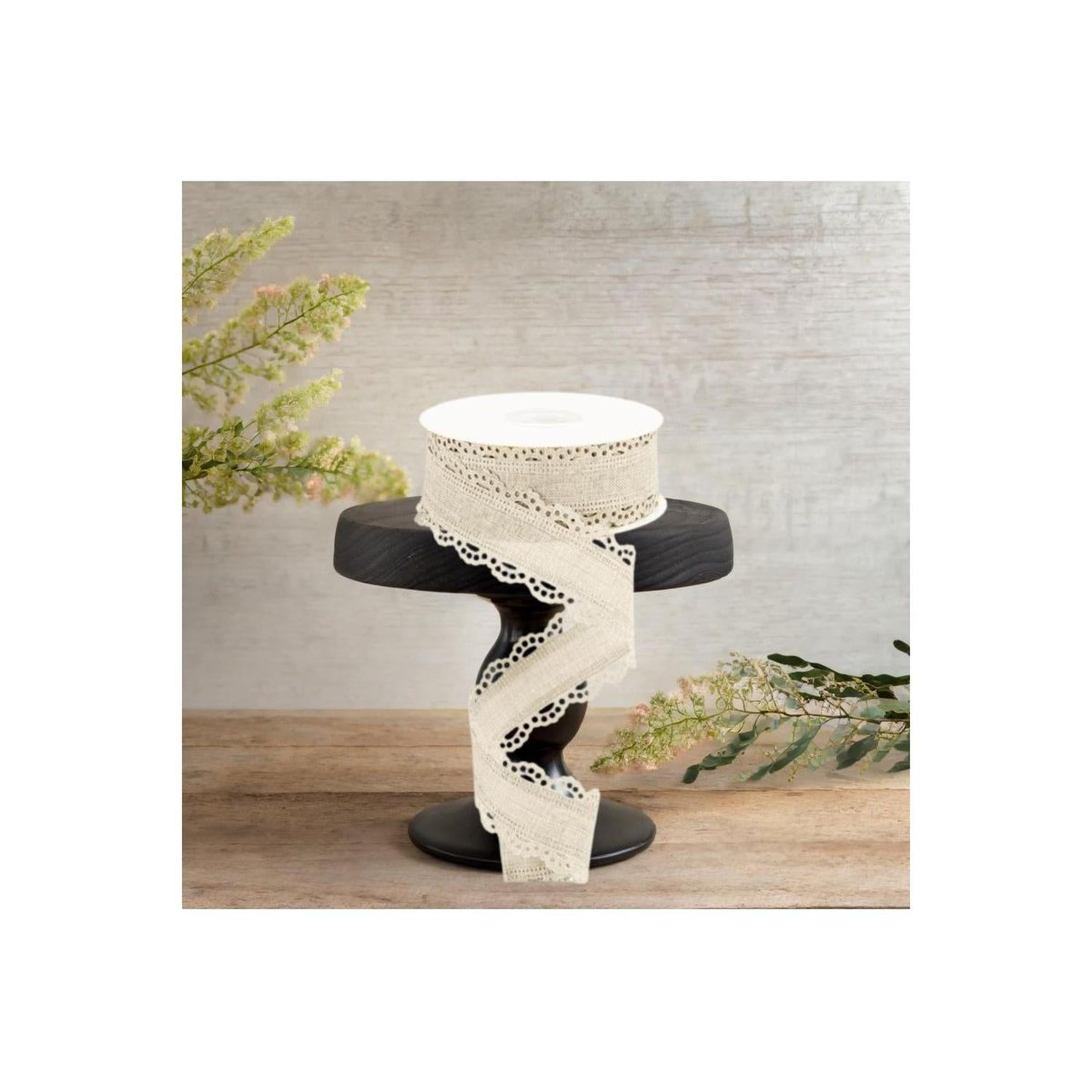 1.5" Scalloped Edge Ribbon: Cream (10 Yard)