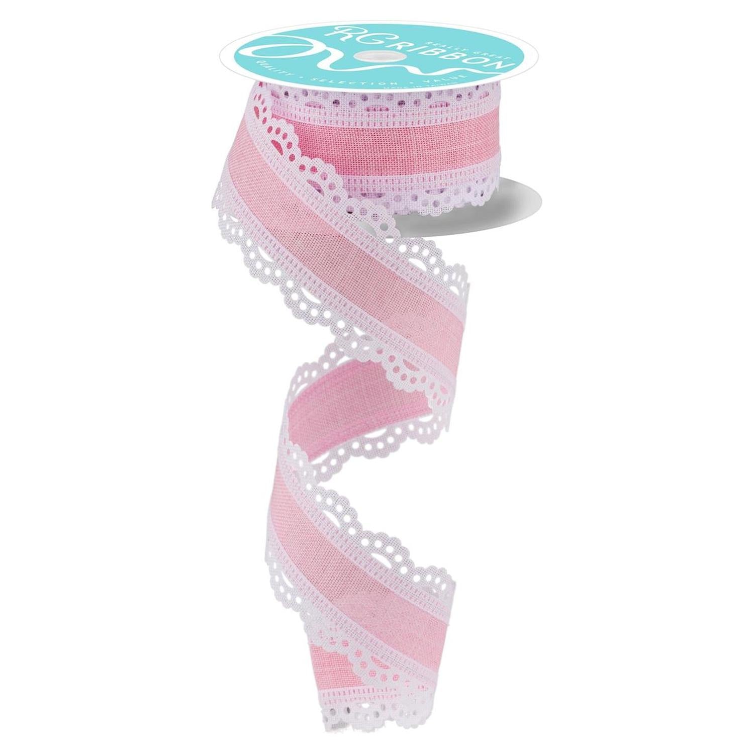 1.5" Scalloped Edge Ribbon: Light Pink (10 Yard)