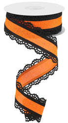Shop For 1.5" Scalloped Edge Ribbon: Orange/Black (10 Yard)