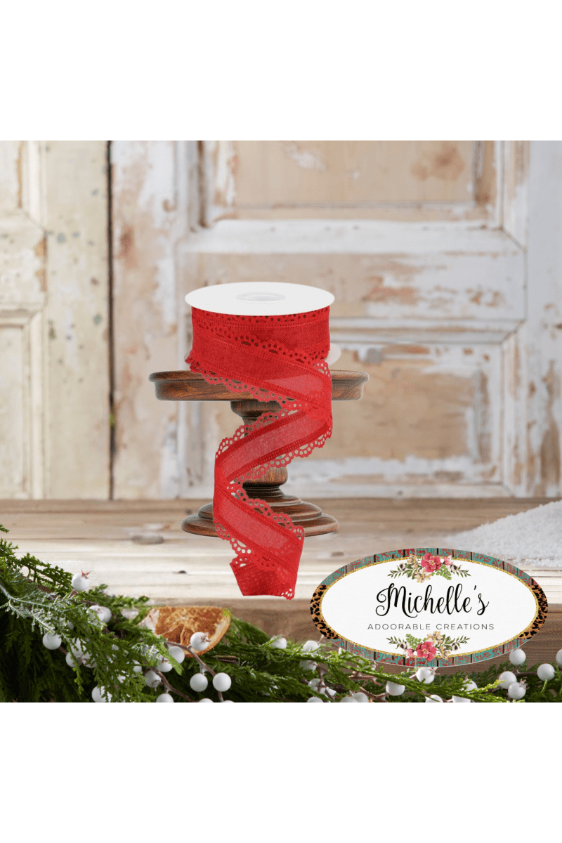 Shop For 1.5" Scalloped Edge Ribbon: Red (10 Yard)