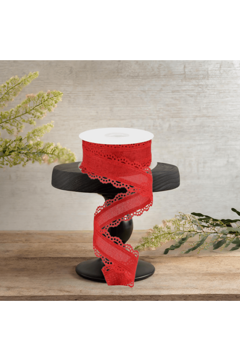 Shop For 1.5" Scalloped Edge Ribbon: Red (10 Yard)