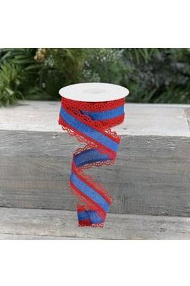 Shop For 1.5" Scalloped Edge Ribbon: Red and Royal Blue (10 Yard)