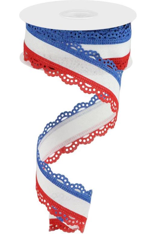 Shop For 1.5" Scalloped Edge Ribbon: RWB (10 Yard)