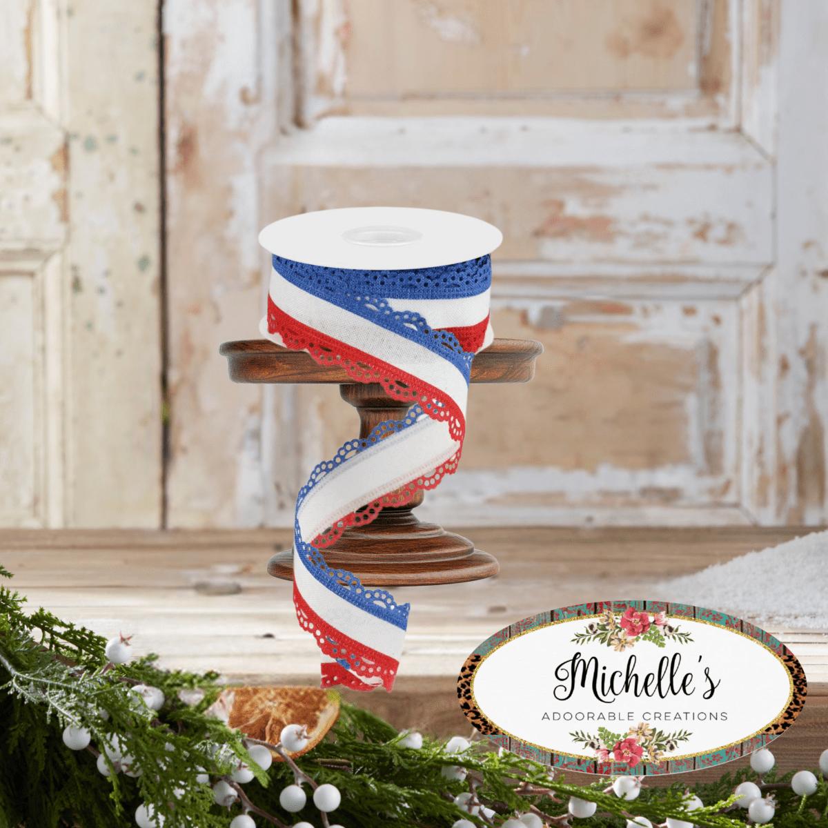 Shop For 1.5" Scalloped Edge Ribbon: RWB (10 Yard)