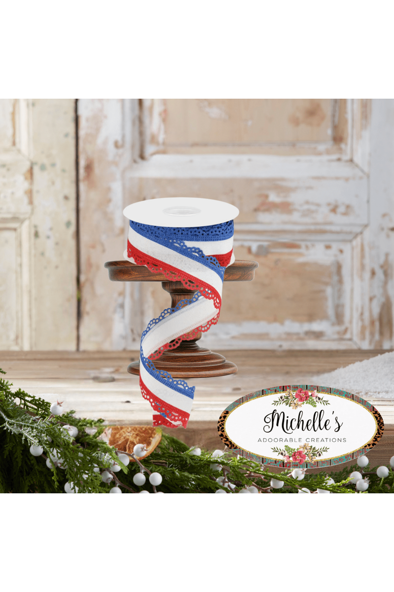 Shop For 1.5" Scalloped Edge Ribbon: RWB (10 Yard)