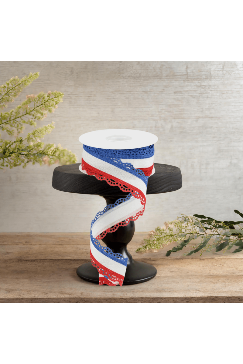Shop For 1.5" Scalloped Edge Ribbon: RWB (10 Yard)