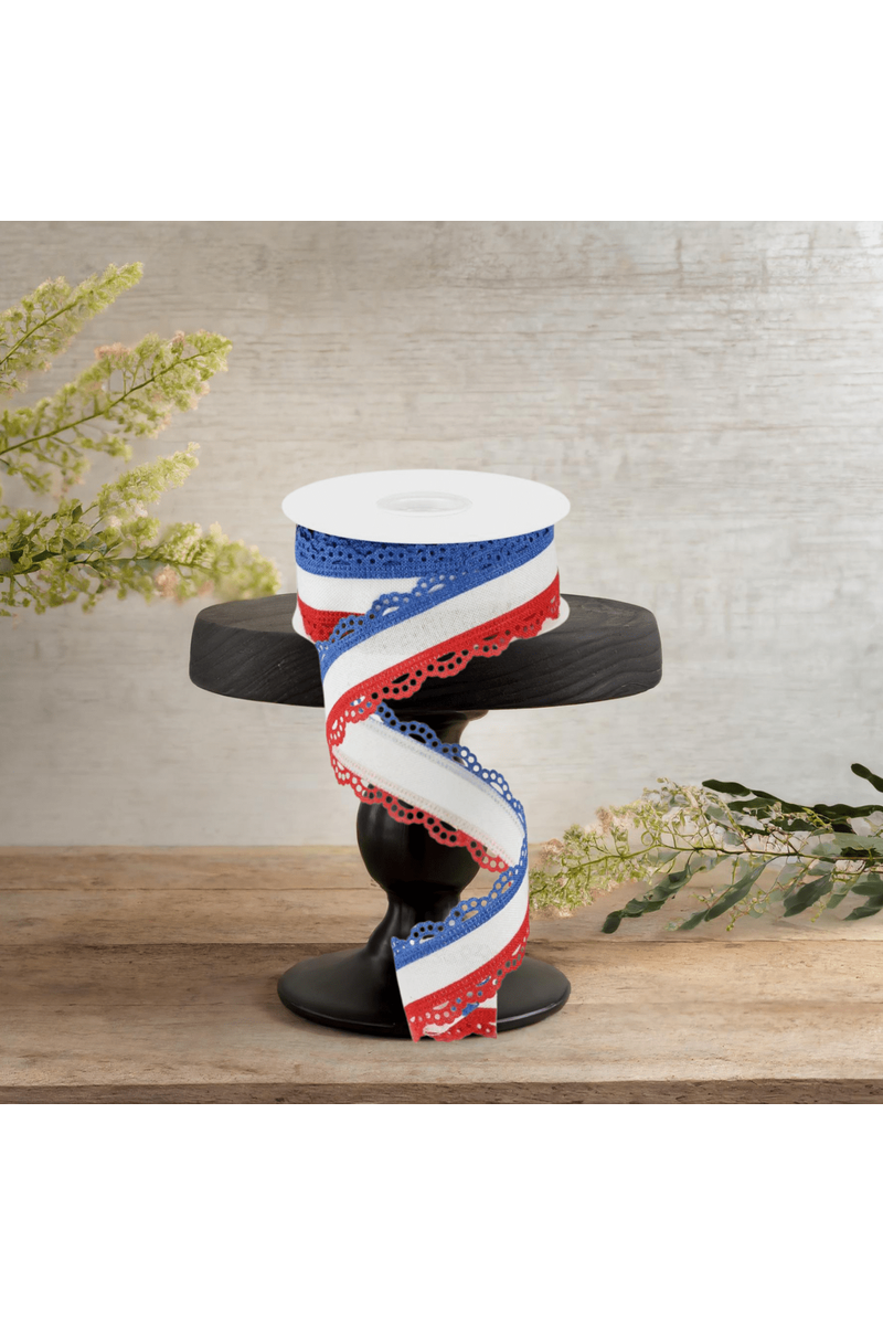 Shop For 1.5" Scalloped Edge Ribbon: RWB (10 Yard)