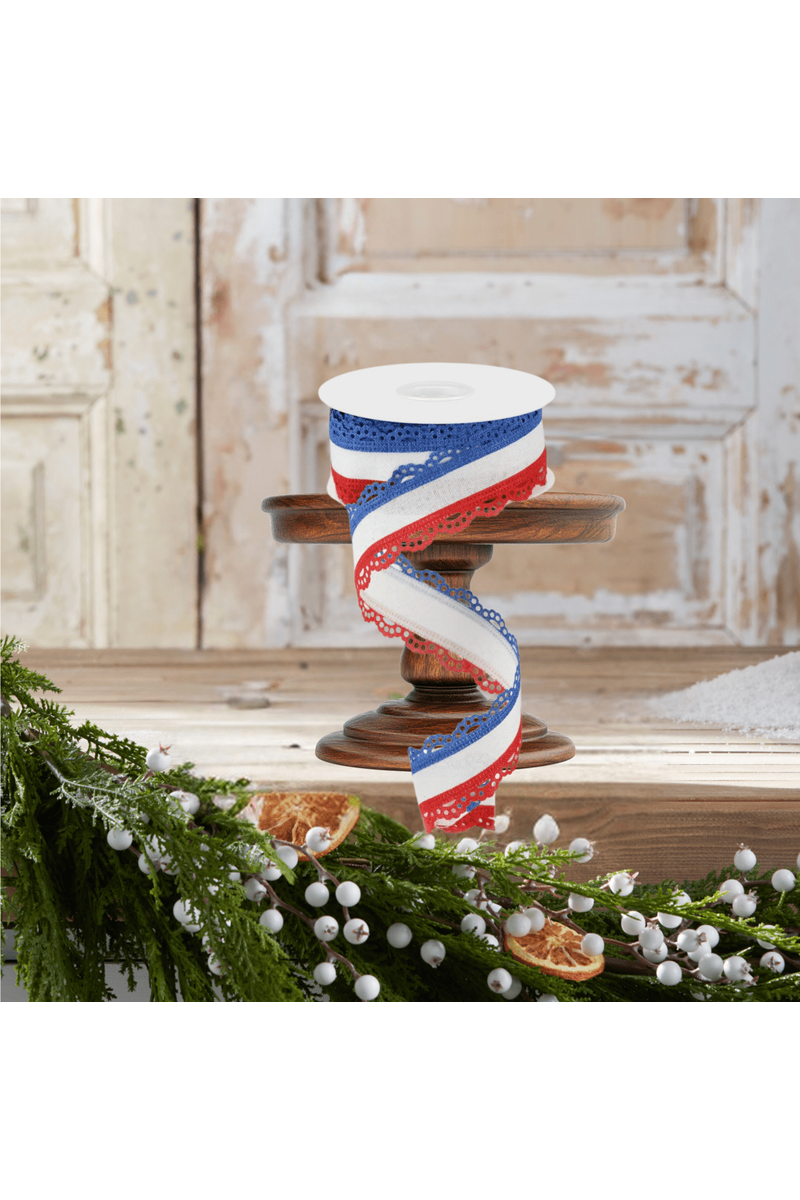 Shop For 1.5" Scalloped Edge Ribbon: RWB (10 Yard)