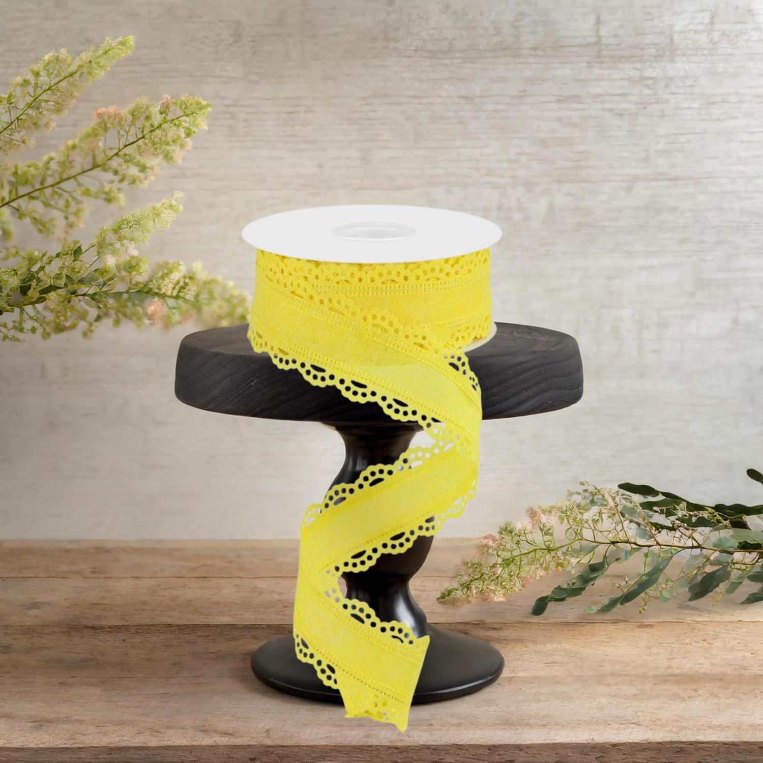 1.5" Scalloped Edge Ribbon: Yellow (10 Yard)