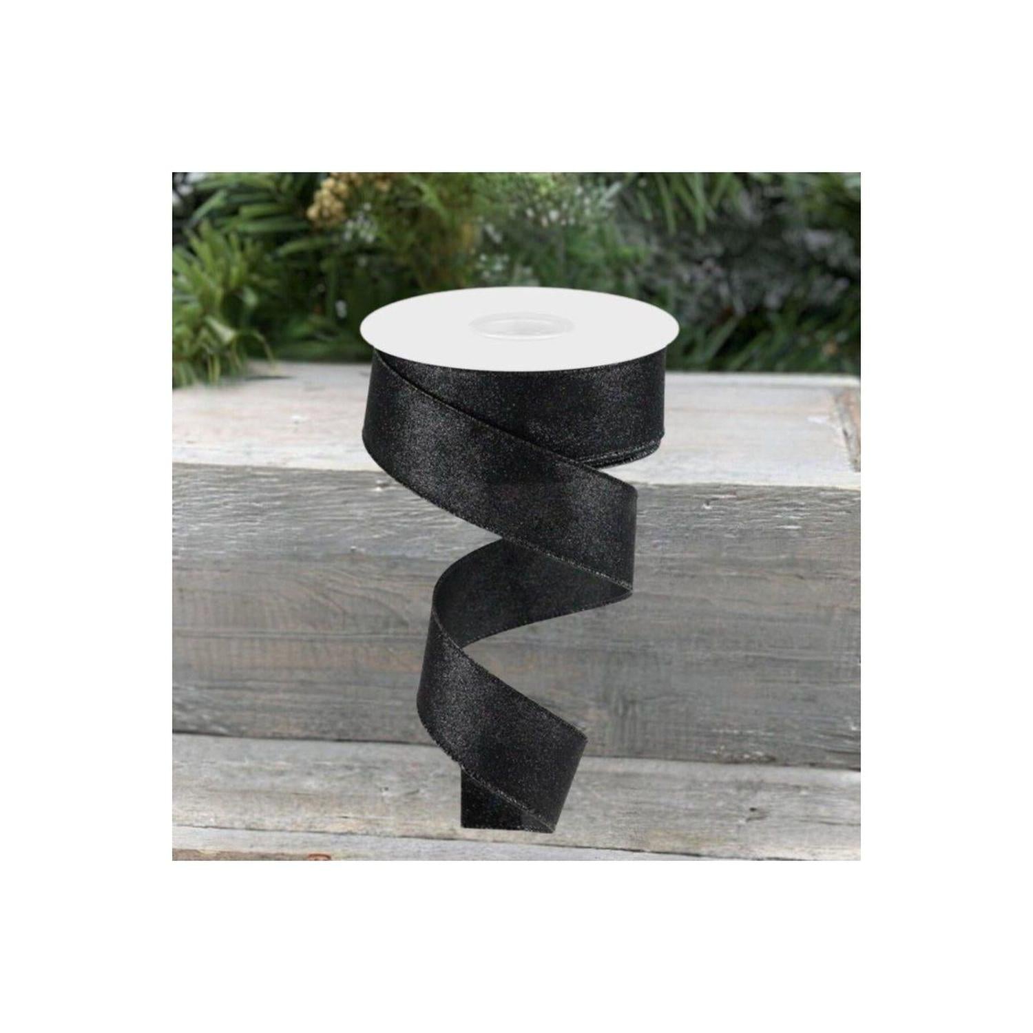 1.5" Shimmer Glitter Ribbon: Black (10 Yards)