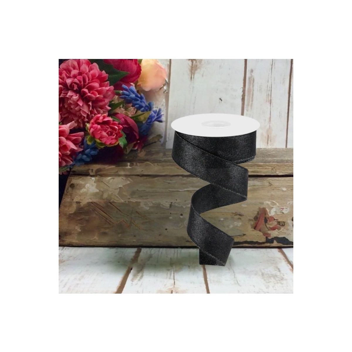 Shop For 1.5" Shimmer Glitter Ribbon: Black (10 Yards)