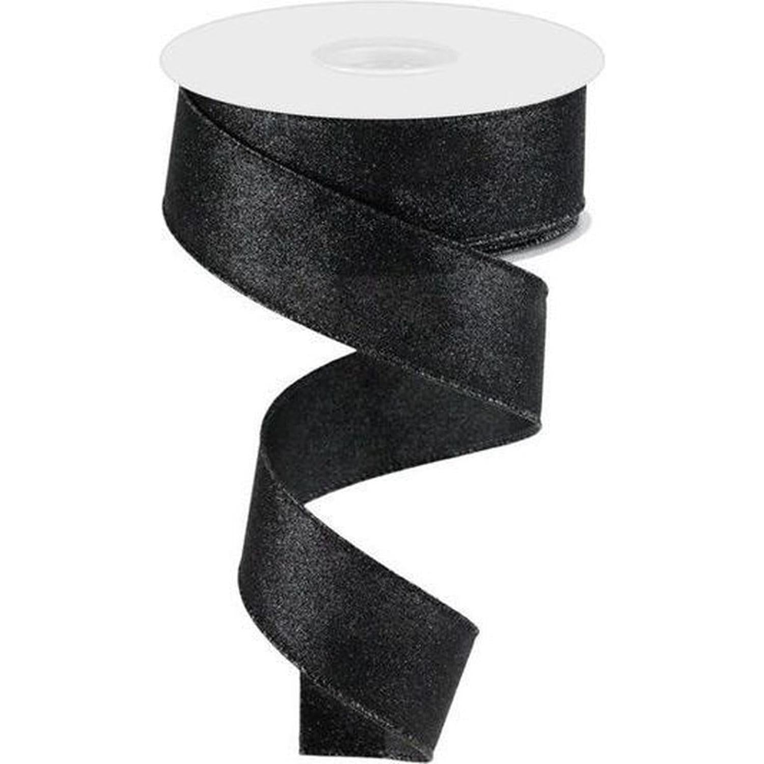 1.5" Shimmer Glitter Ribbon: Black (10 Yards)