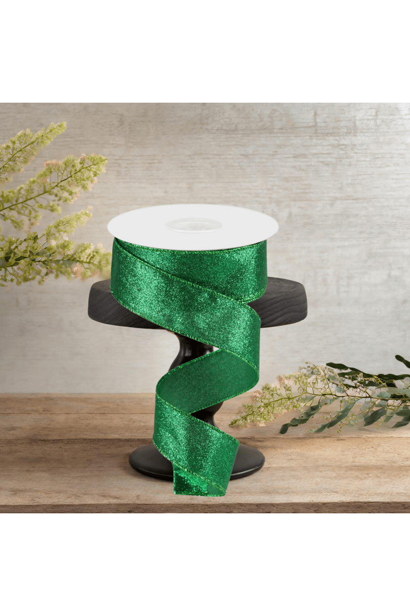 Shop For 1.5" Shimmer Glitter Ribbon: Emerald Green (10 Yards)