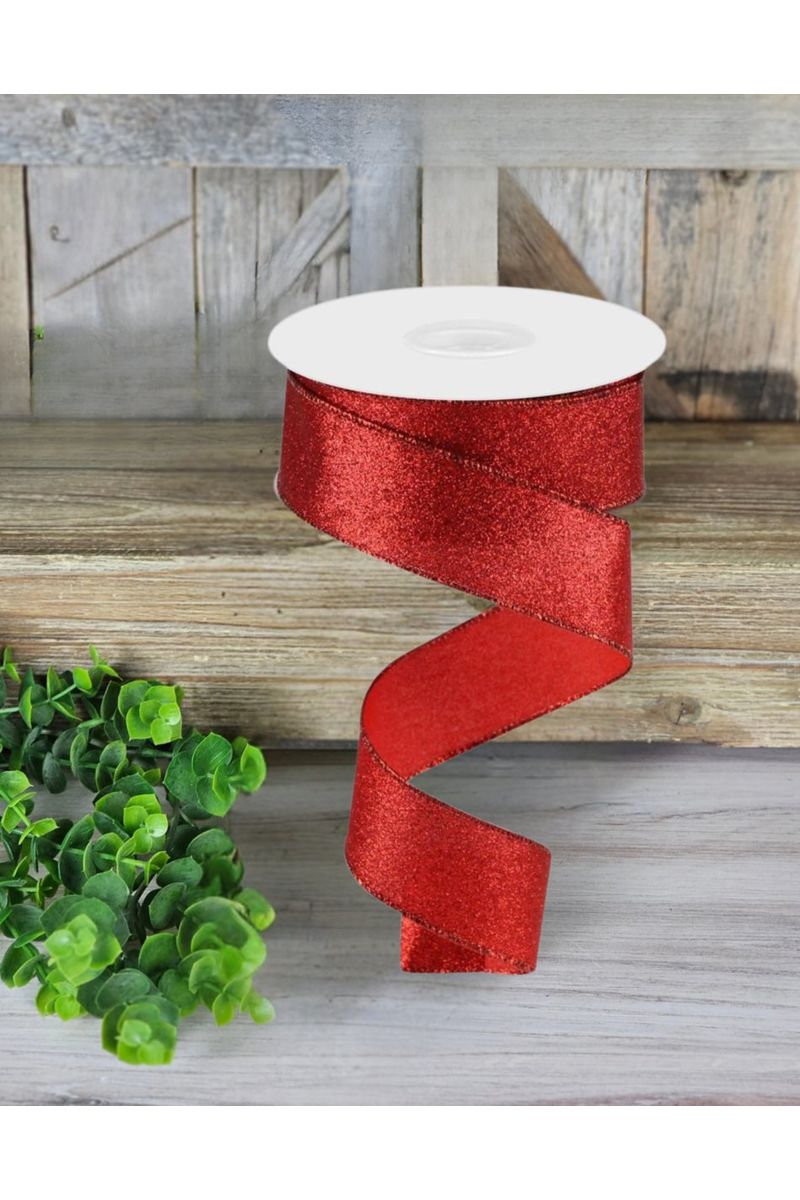 Shop For 1.5" Shimmer Glitter Ribbon: Red (10 Yards) at Michelle's aDOORable Creations