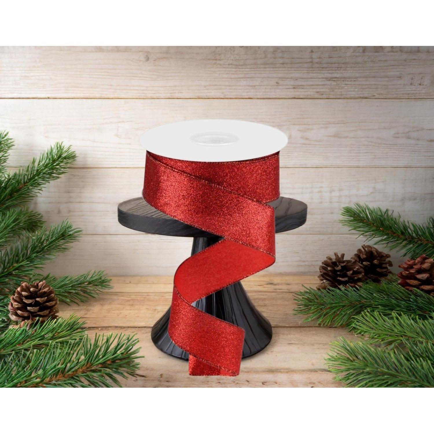 1.5" Shimmer Glitter Ribbon: Red (10 Yards)