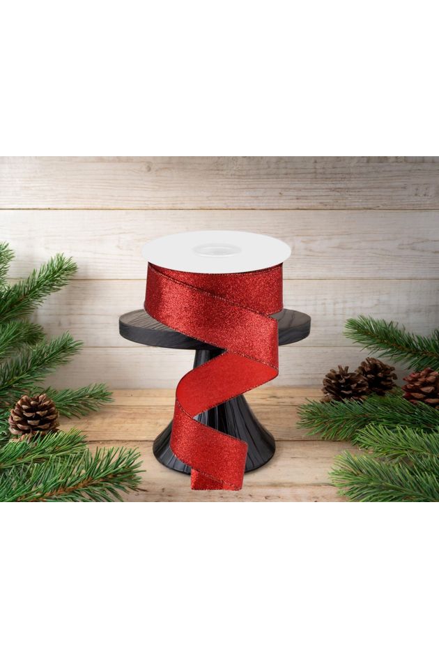 Shop For 1.5" Shimmer Glitter Ribbon: Red (10 Yards) at Michelle's aDOORable Creations