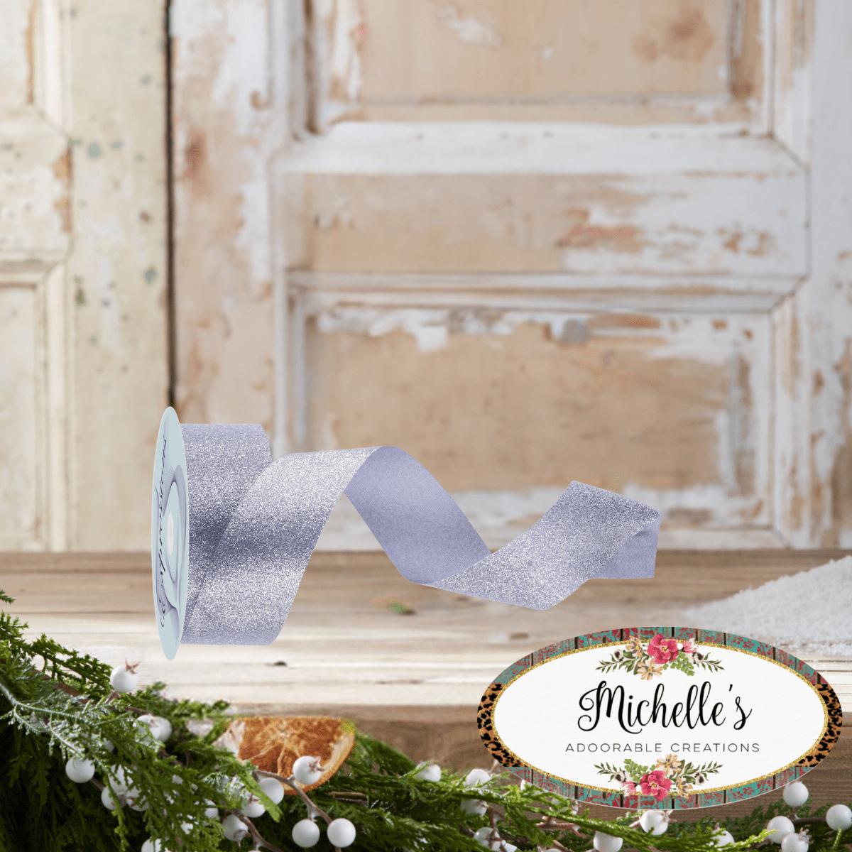 Shop For 1.5" Shimmer Glitter Satin Ribbon: Silver (25 Yards)