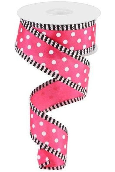 Shop For 1.5" Small Polka Dot Stripe Ribbon: Hot Pink (10 Yards) at Michelle's aDOORable Creations