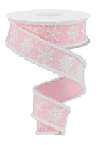 Shop For 1.5" Snowflake Drift Edge Ribbon: Pale Pink (10 Yards)