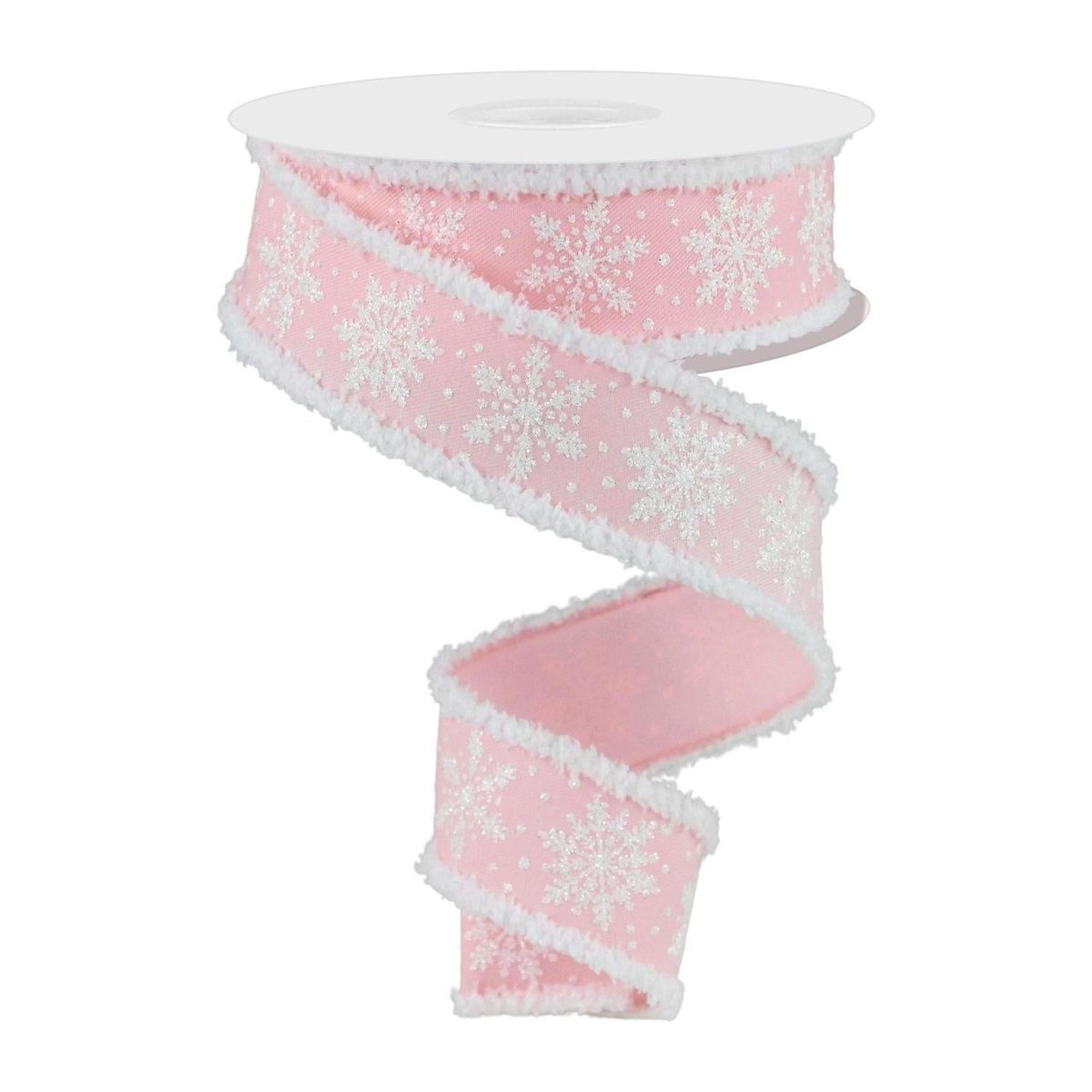 Shop For 1.5" Snowflake Drift Edge Ribbon: Pale Pink (10 Yards)