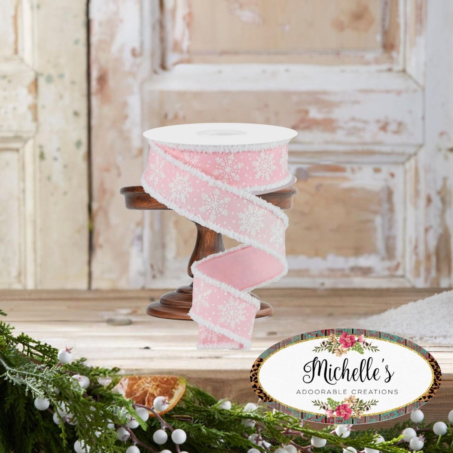 Shop For 1.5" Snowflake Drift Edge Ribbon: Pale Pink (10 Yards)
