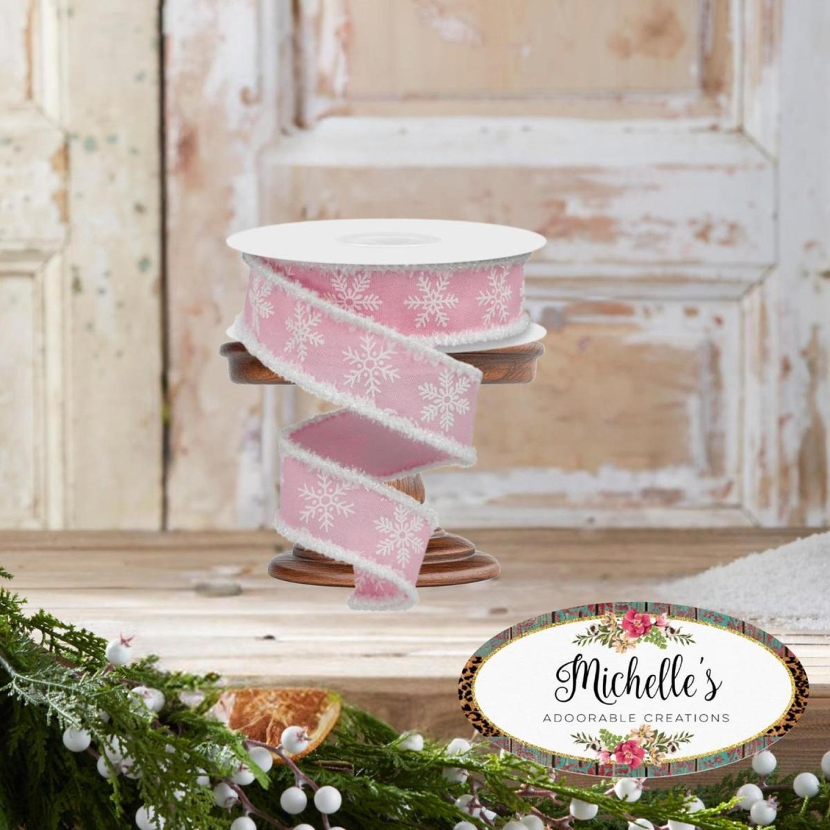 Shop For 1.5" Snowflake Drift Edge Ribbon: Pink (10 Yards)