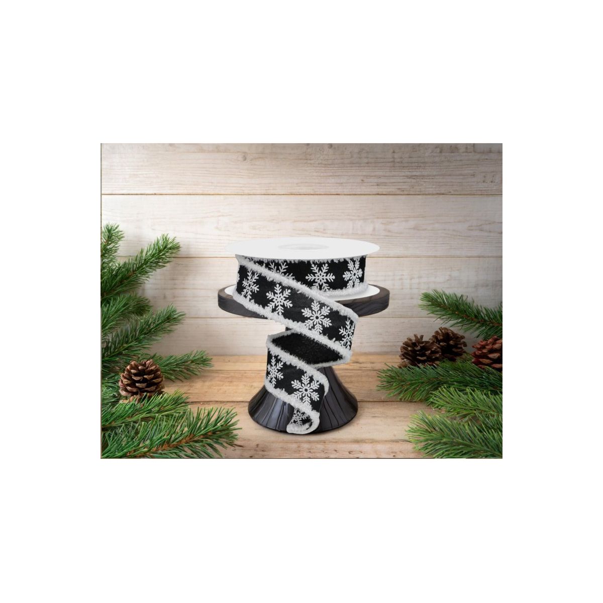 Shop For 1.5" Snowflake Drift Ribbon: Black & White (10 Yards)