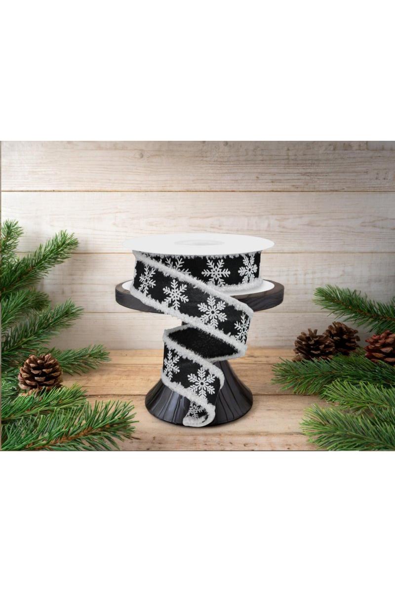 Shop For 1.5" Snowflake Drift Ribbon: Black & White (10 Yards)