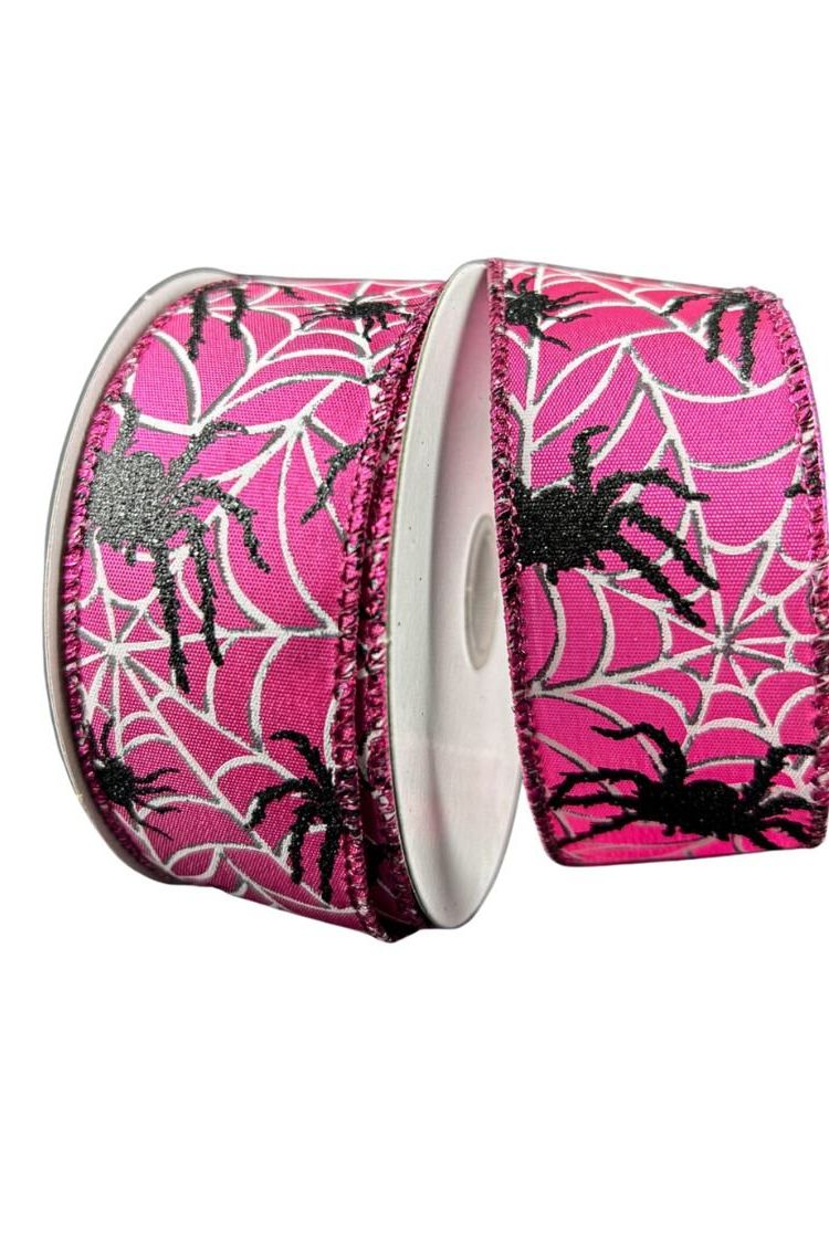 Shop For 1.5" Spiders and Web Ribbon: Fuchsia (10 Yards) 51412 - 09 - 28