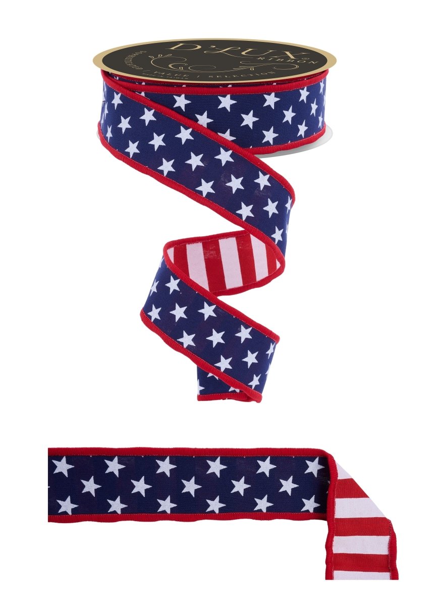 Shop For 1.5 Stars and Stripes Fused Back Ribbon: Navy Blue (10 Yards)