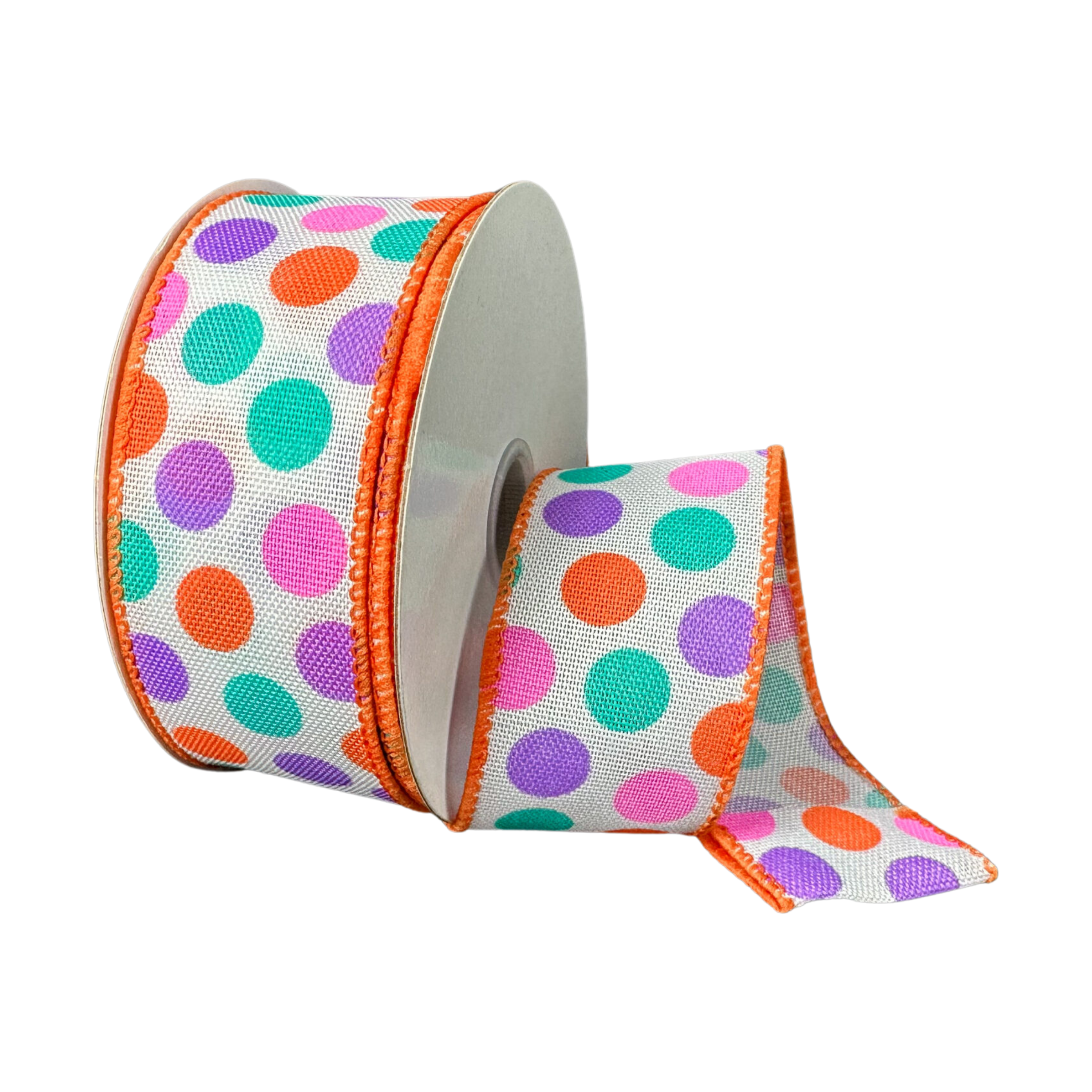 Shop For 1.5" Stiff Linen Polka Dot Ribbon: Multi (10 Yards)