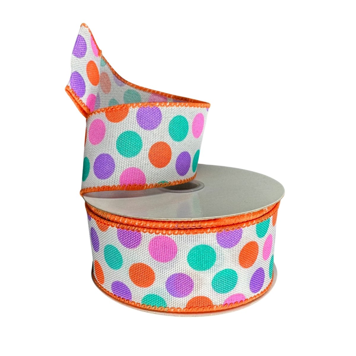 Shop For 1.5" Stiff Linen Polka Dot Ribbon: Multi (10 Yards)