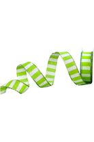 Shop For 1.5" Stripe Tinsel Edge Ribbon: Lime & White (10 Yards) at Michelle's aDOORable Creations