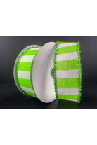 Shop For 1.5" Stripe Tinsel Edge Ribbon: Lime & White (10 Yards) at Michelle's aDOORable Creations