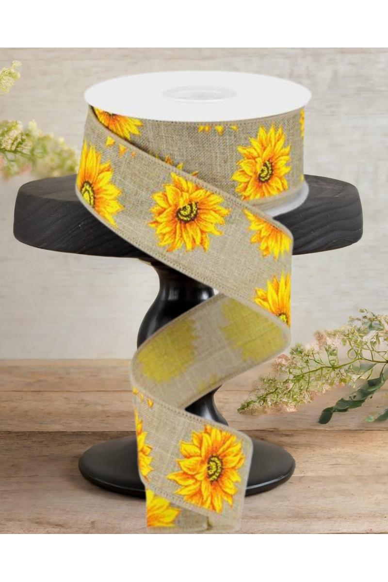 Shop For 1.5" Sunflower on Canvas Ribbon: Beige (10 Yards)