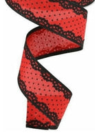 Shop For 1.5" Swiss Dots Lace Edge Ribbon: Red (10 Yards)