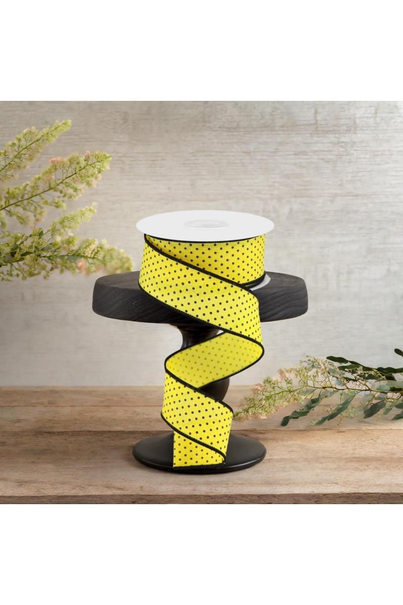 Shop For 1.5" Swiss Dots Ribbon: Sun Yellow & Black (10 Yards)