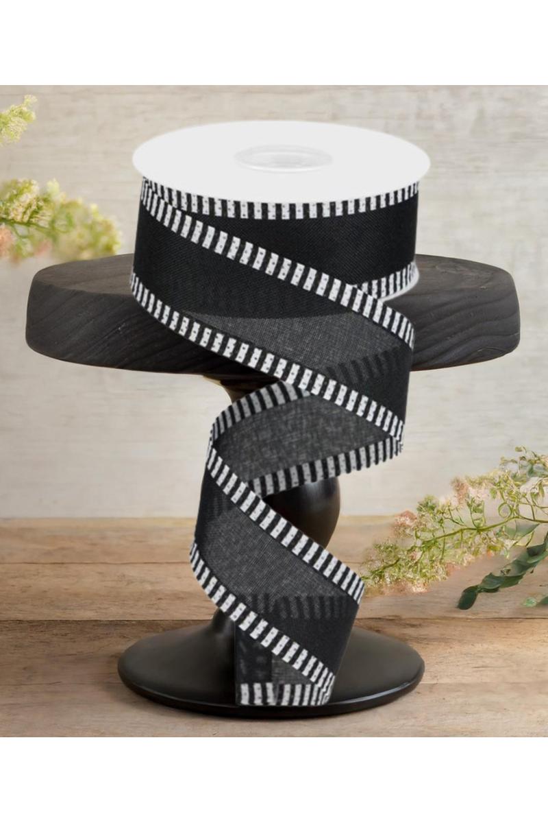 Shop For 1.5" Thin Stripe Edge Royal Ribbon: Black (10 Yards)