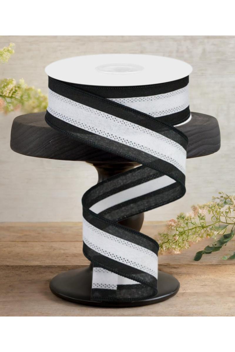 Shop For 1.5" Tricolor Striped Ribbon: Black & White (10 Yards)