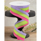 Shop For 1.5" Tricolor Striped Ribbon: Lavender, Fuchsia, & Lime Green (10 Yards)