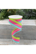 Shop For 1.5" Tricolor Striped Ribbon: Teal, Fuchsia, & Lime Green (10 Yards) at Michelle's aDOORable Creations