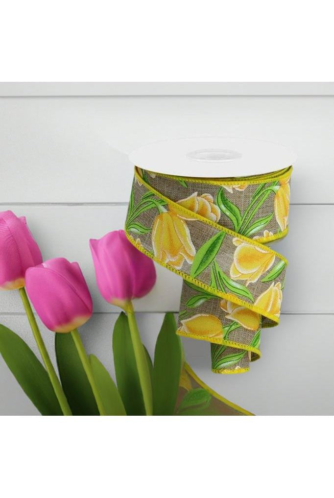 Shop For 1.5" Tulips on Royal Ribbon: Yellow (10 Yards) RGE114601