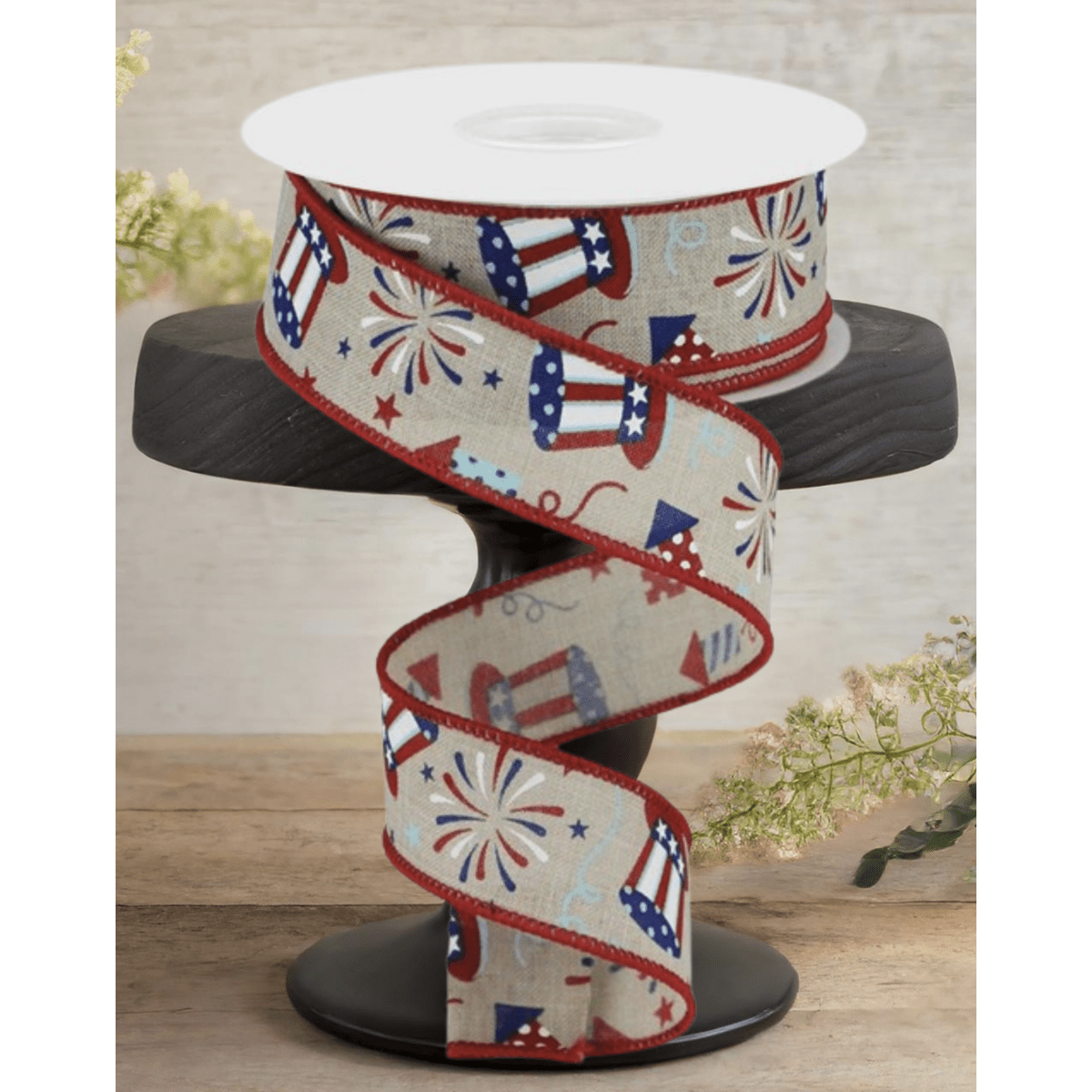Shop For 1.5" Uncle Sam Fireworks Ribbon: Natural (10 Yards)