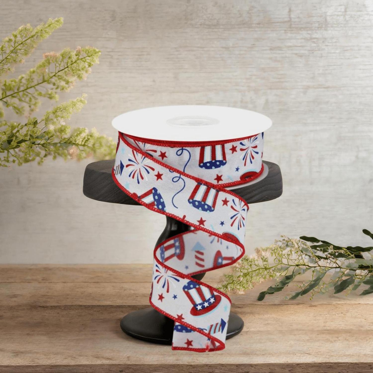 1.5" Uncle Sam Fireworks Ribbon: White (10 Yards)